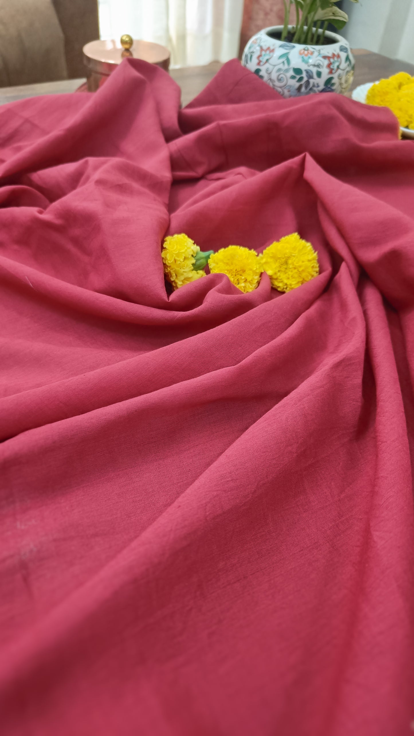 Matching blouse piece included with Dusky Rose saree, featuring a simple, elegant design in soft hues, available at Phulwari Bazaar