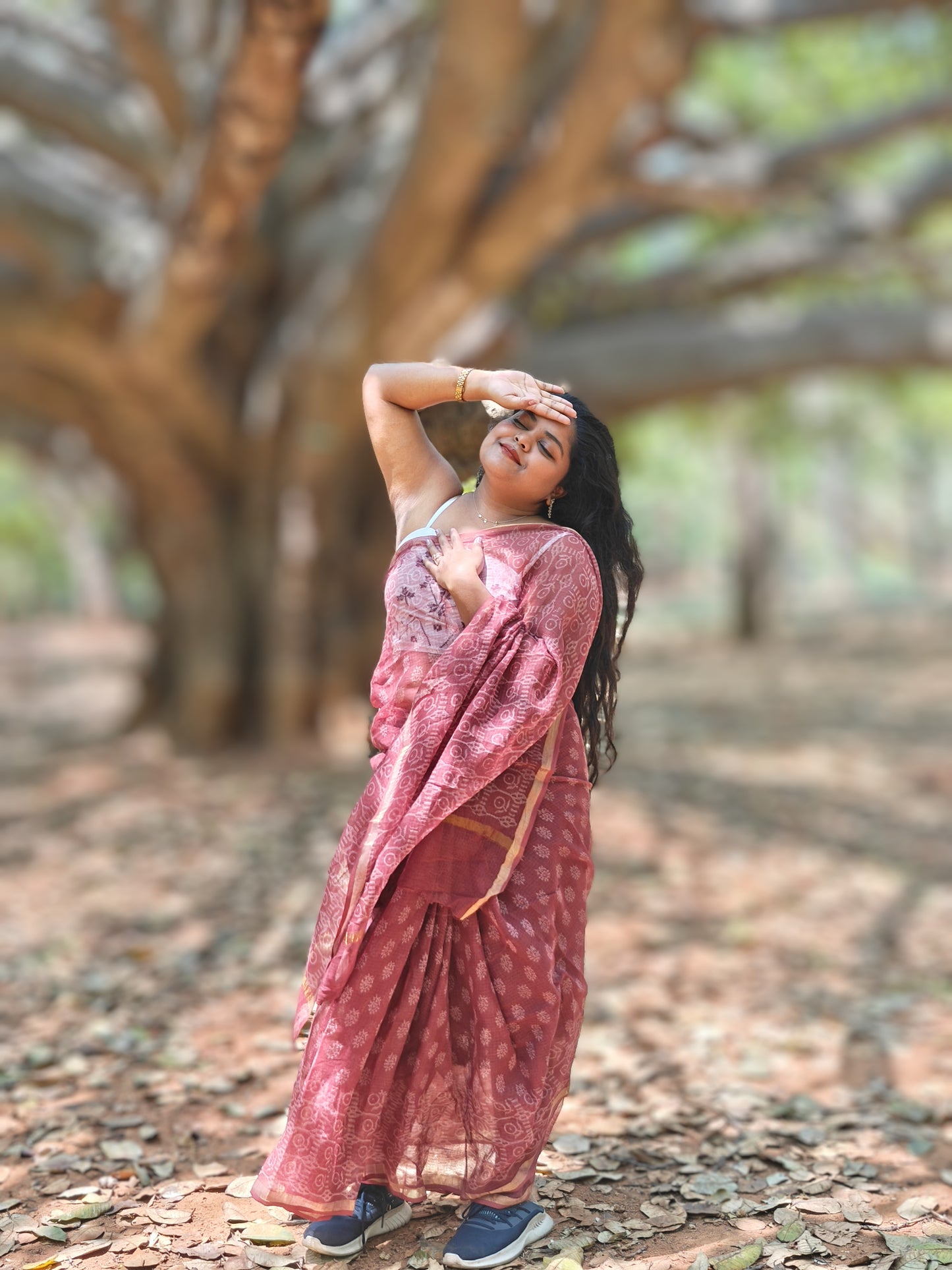 Vaani| Maroon Handblock Kota Doria Saree
