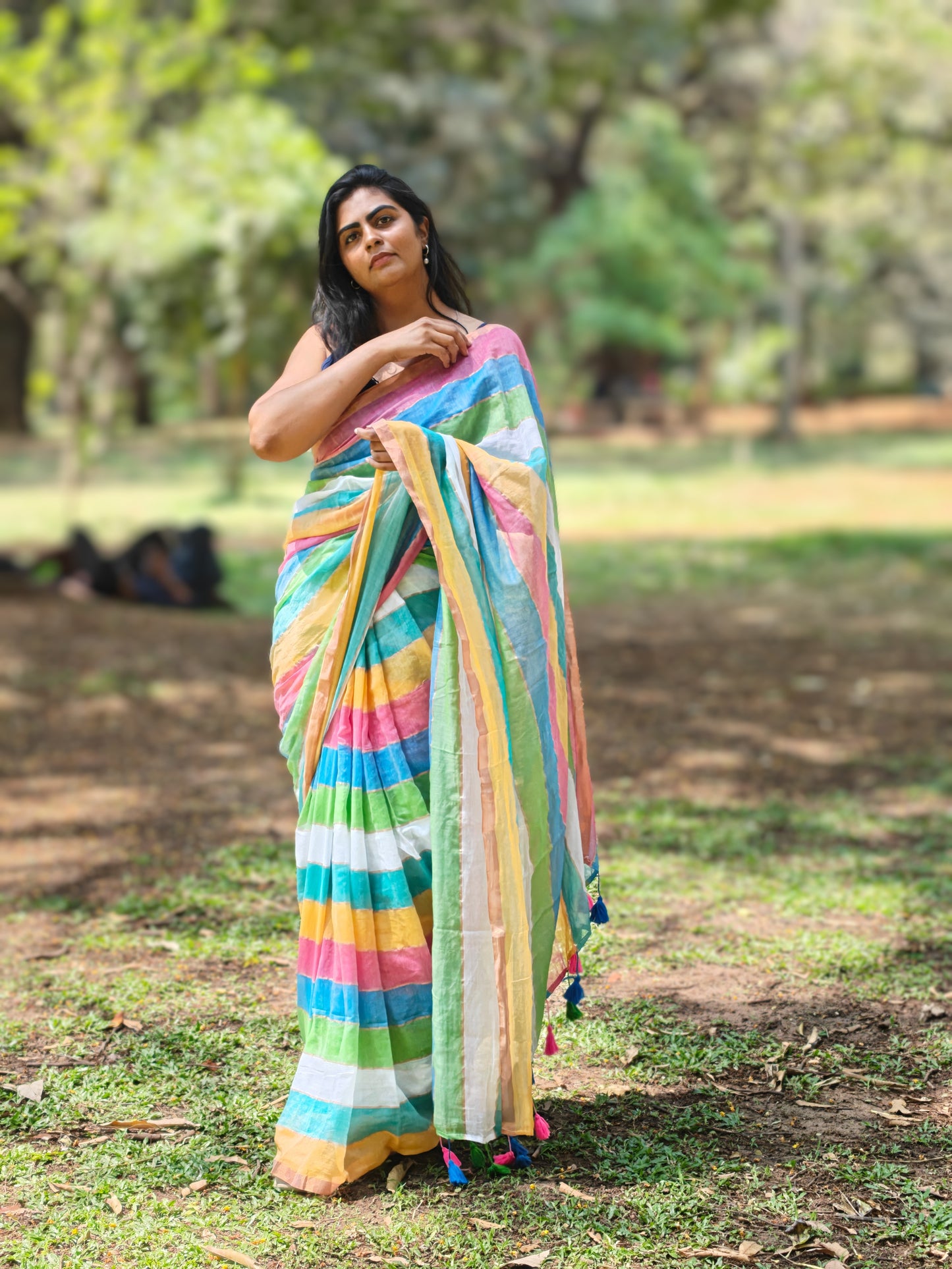Maya| Pastel Multicolored Mulmul Cotton Saree