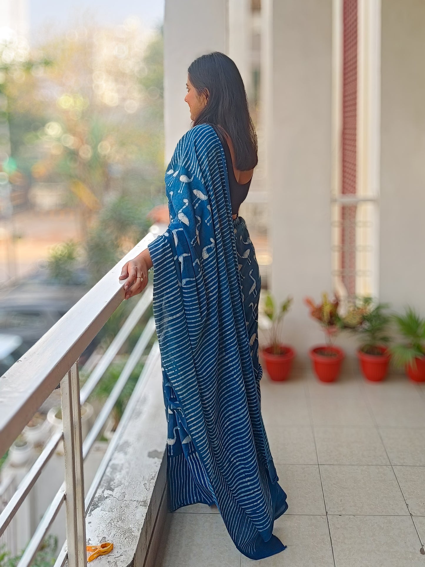 Pure Mulmul cotton saree with traditional Sangneri block print, perfect for casual and festive occasions, Phulwari Bazaar