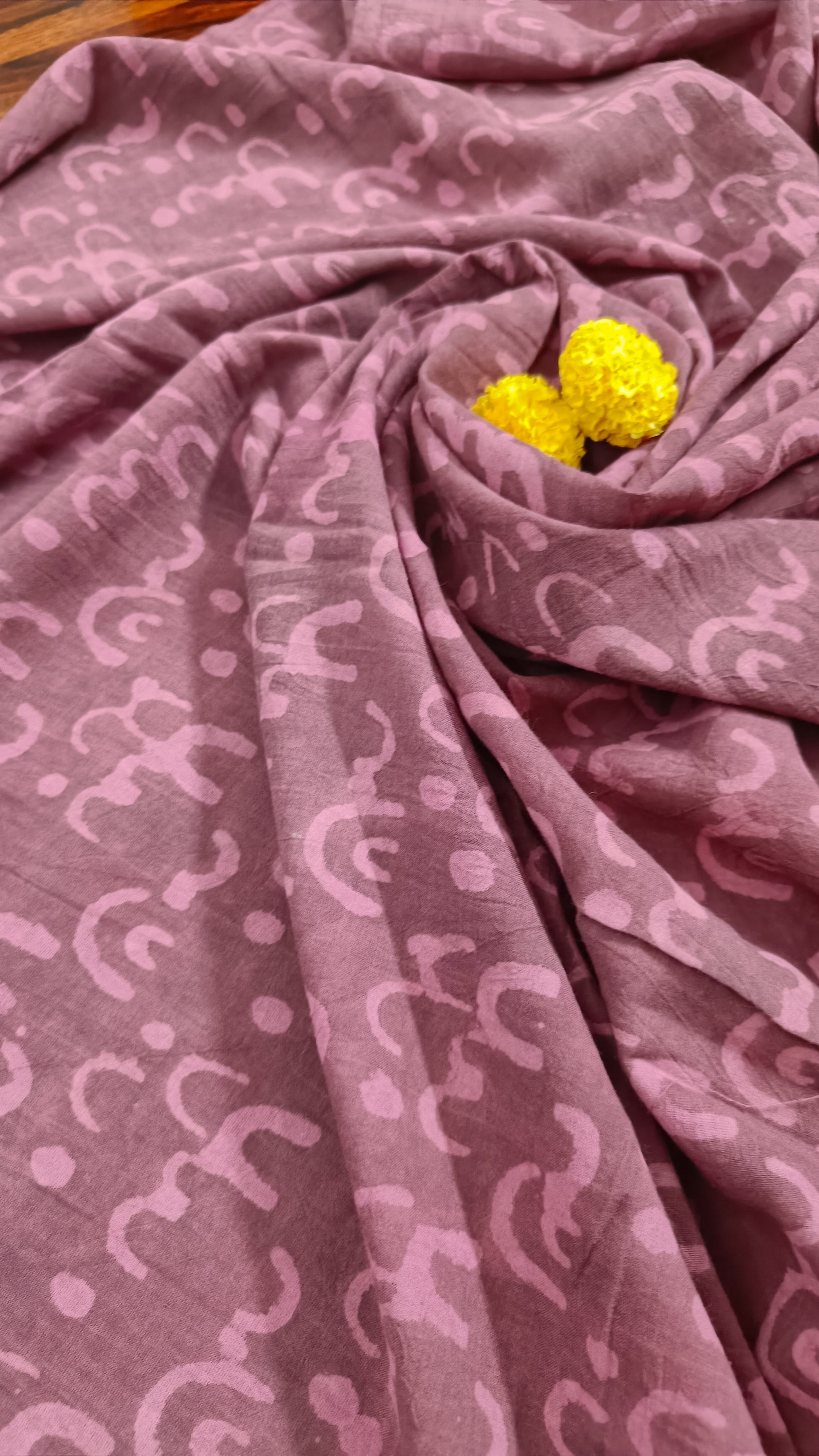 Rosewood Dreams handprinted blouse piece in matching color, available at Phulwari Bazaar.
