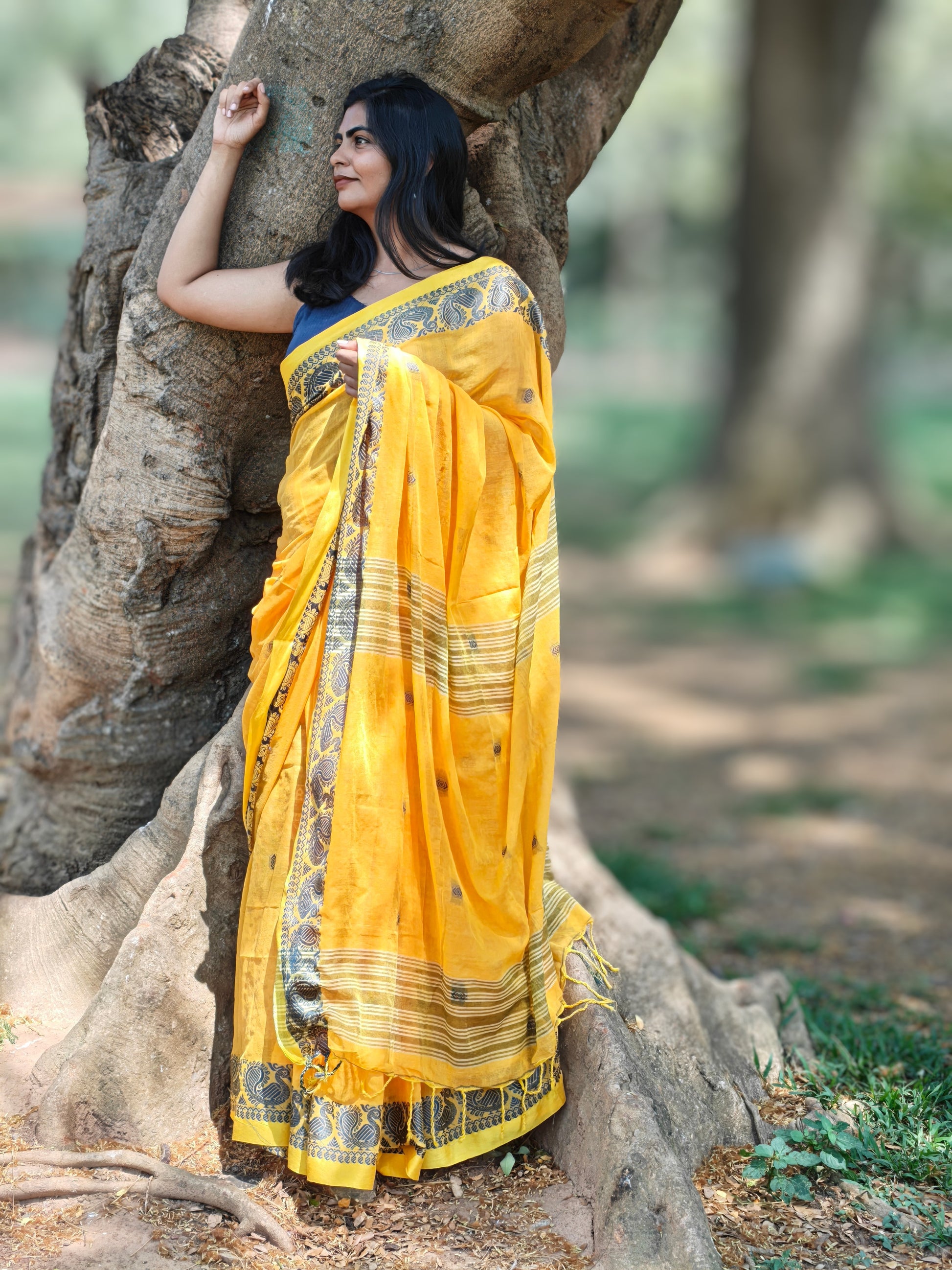 Soft breathable cotton saree without blouse piece