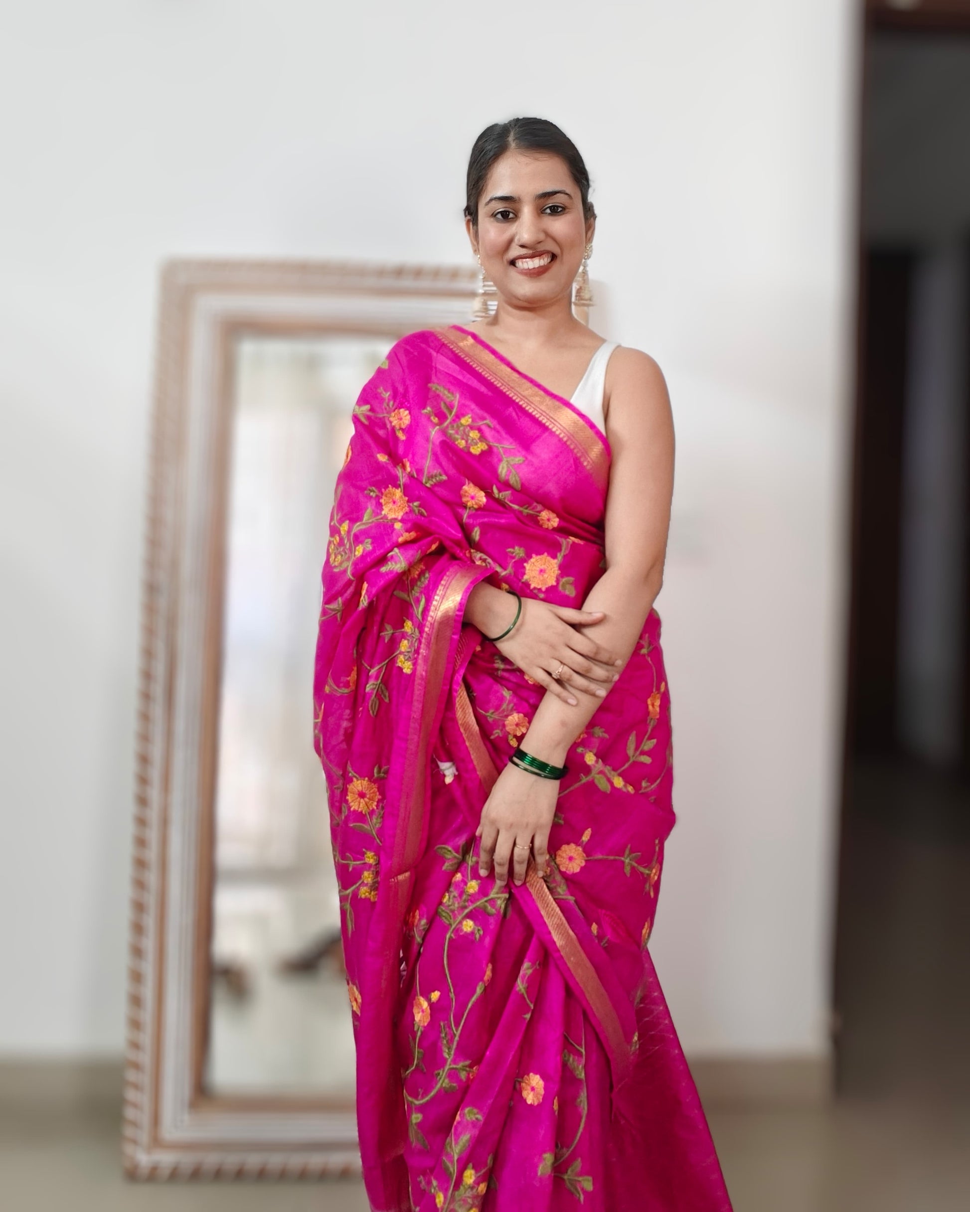 Matching running blouse piece of Rani pure mulberry silk saree in same color from Phulwari Bazaar